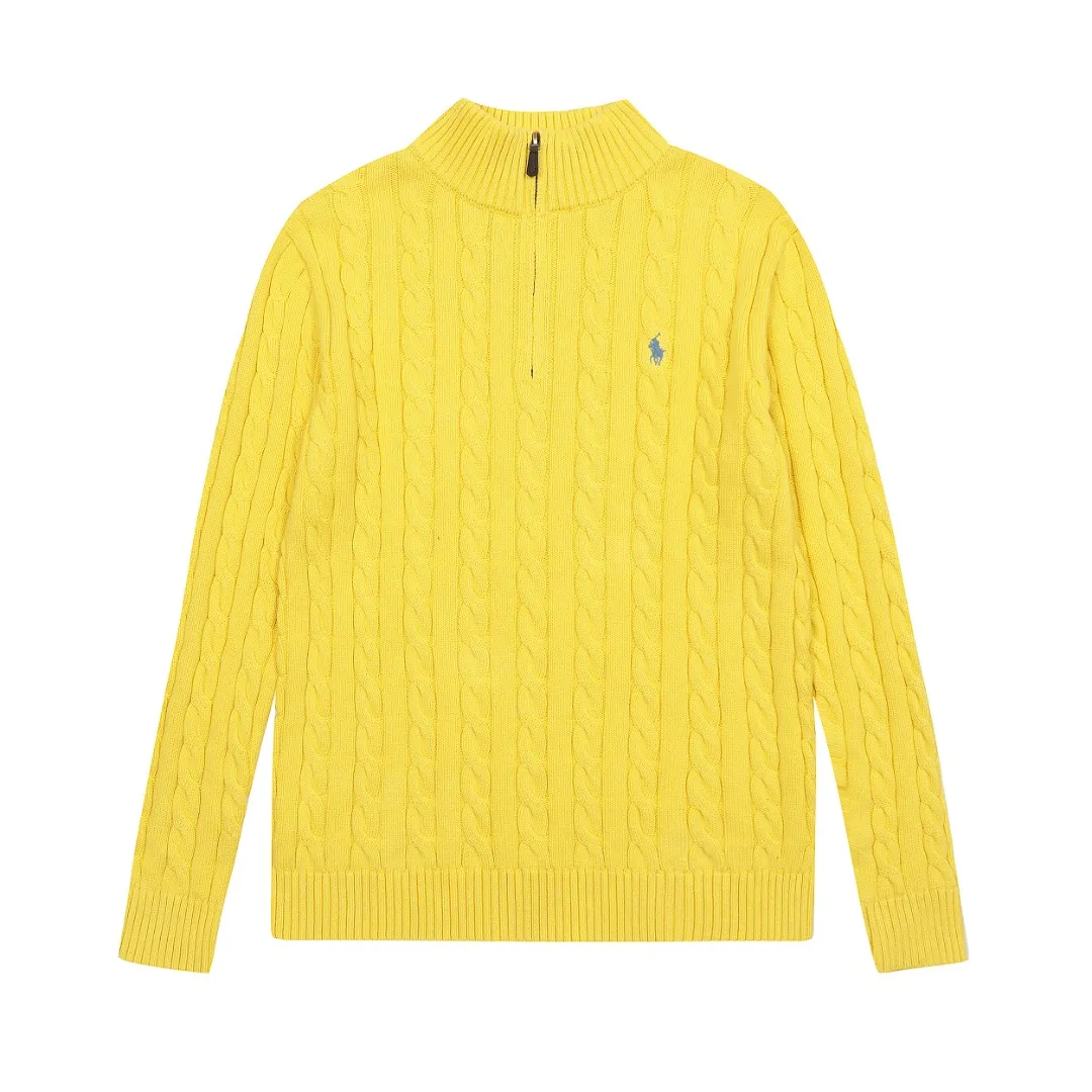 🅿️250 "Top quality" Style number: DS014# [Ralph Lauren half-zip solid color pony embroidered logo twist knitted sweater] ✅Ralph Lauren half-zip classic basic versatile unisex couple pullover sweater ✅Main supplier platform live broadcast Wholesale entity Replenish when out of stock Not removed from shelves ✅ZP quality 1:1 version Scan the code to enter the GF website Counter quality ✅Detailed quality The only one in Guangzhou Imported quality cotton yarn, focusing on high-end, cost-effective, good quality needless to say ✅The version is restored to the original order, the maximum size can be worn up to 200 pounds, loose, comfortable and stress-free ✅The upper body is simple and easy to match, ootd must-have style, good-looking clothes are never picky, a must-have wardrobe recommendation Size: S-XL Color: Navy blue, off-white, black, gray, khaki, light blue, yellow, pink, olive green, Chinese red